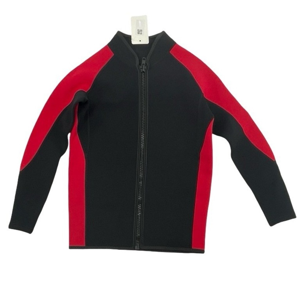 Realon Men's Wetsuit Jacket Full Zip Black Red Neoprene Small